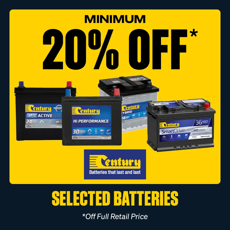 Minimum 20% OFF selected Century Batteries