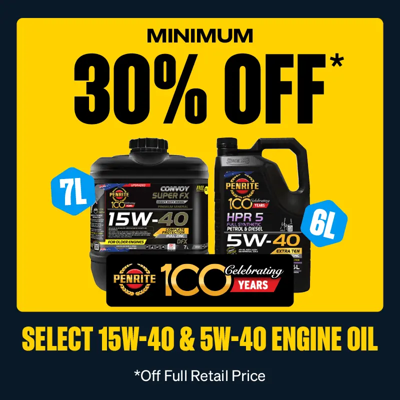 Minimum 30% select 15W-40 and 5W-40 Engine Oils