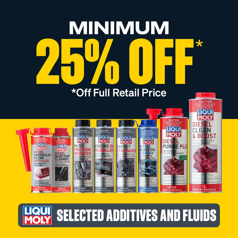 Minimum 25% OFF selected Liqui Moly Additives and Fluids