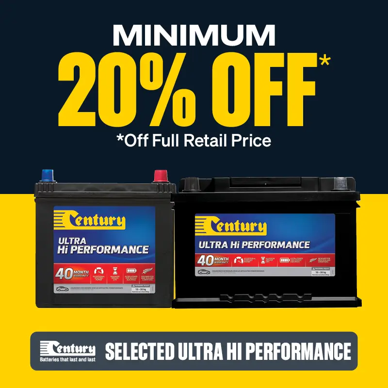 Minimum 20% OFF Century Ultra Hi Performance Automotive & 4WD Batteries
