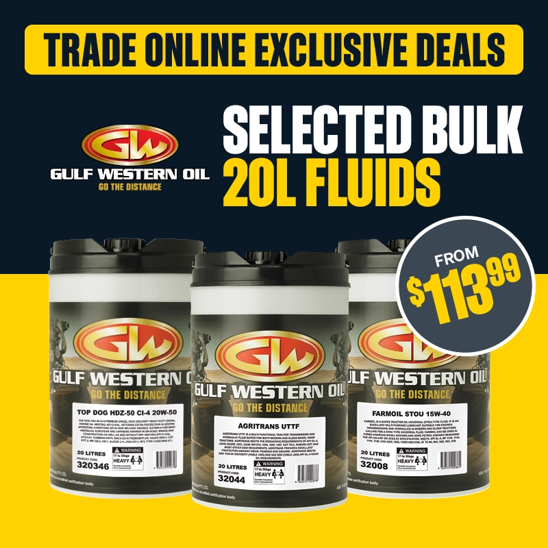 Trade Online Exclusive - Selected Gulf Western Bulk 20L Fluids from $113.99