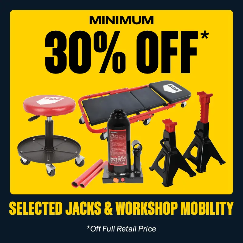 Minimum 30% OFF Selected Jacks and Workshop Mobility