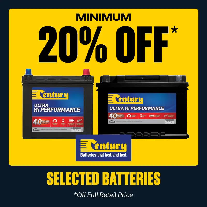 Minimum 20% OFF Selected Century Batteries